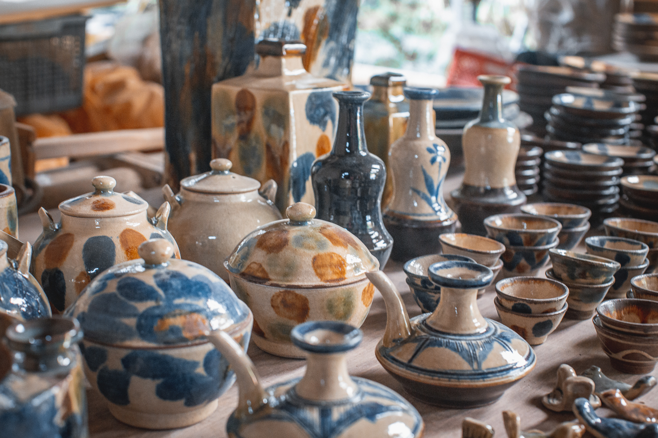 collection of japanese pottery